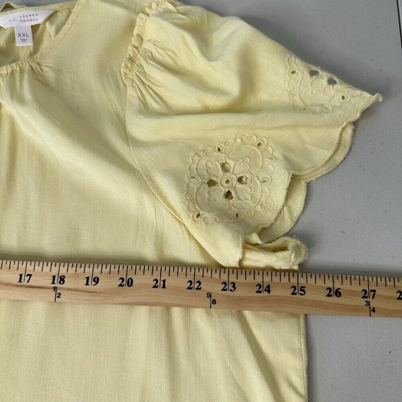 Lauren Conrad Blouse Size XXL Yellow Eyelet Boho - Picture 9 of 11
